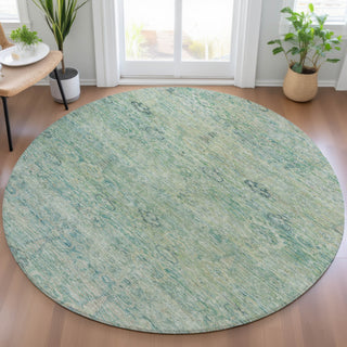 Piper Looms Chantille Global ACN2090 Teal Machine Washable Area Rug Round Lifestyle Image Feature