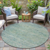 Piper Looms Chantille Global ACN2090 Teal Machine Washable Area Rug Round Outdoor Lifestyle Image Feature