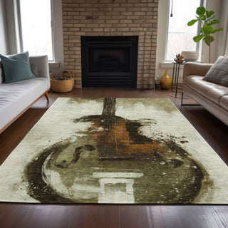 Piper Looms Chantille Music ACN2091 Brown Machine Washable Area Rug Lifestyle Image Feature
