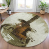 Piper Looms Chantille Music ACN2091 Brown Machine Washable Area Rug Round Lifestyle Image Feature