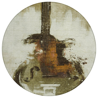 Piper Looms Chantille Music ACN2091 Brown Machine Washable Area Rug Round Main Image