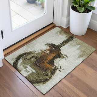 Piper Looms Chantille Music ACN2091 Brown Machine Washable Area Rug Scatter Lifestyle Image Feature