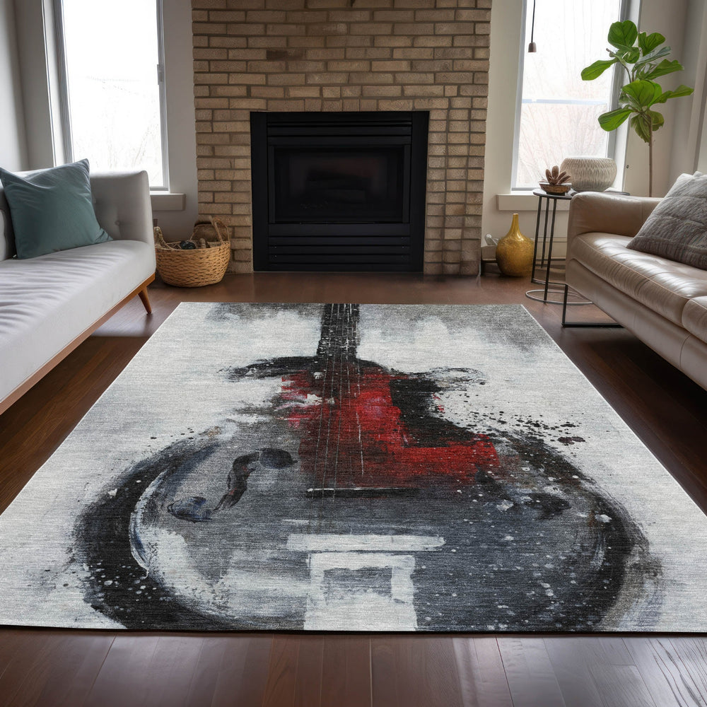 Piper Looms Chantille Music ACN2091 Gray Machine Washable Area Rug Lifestyle Image Feature