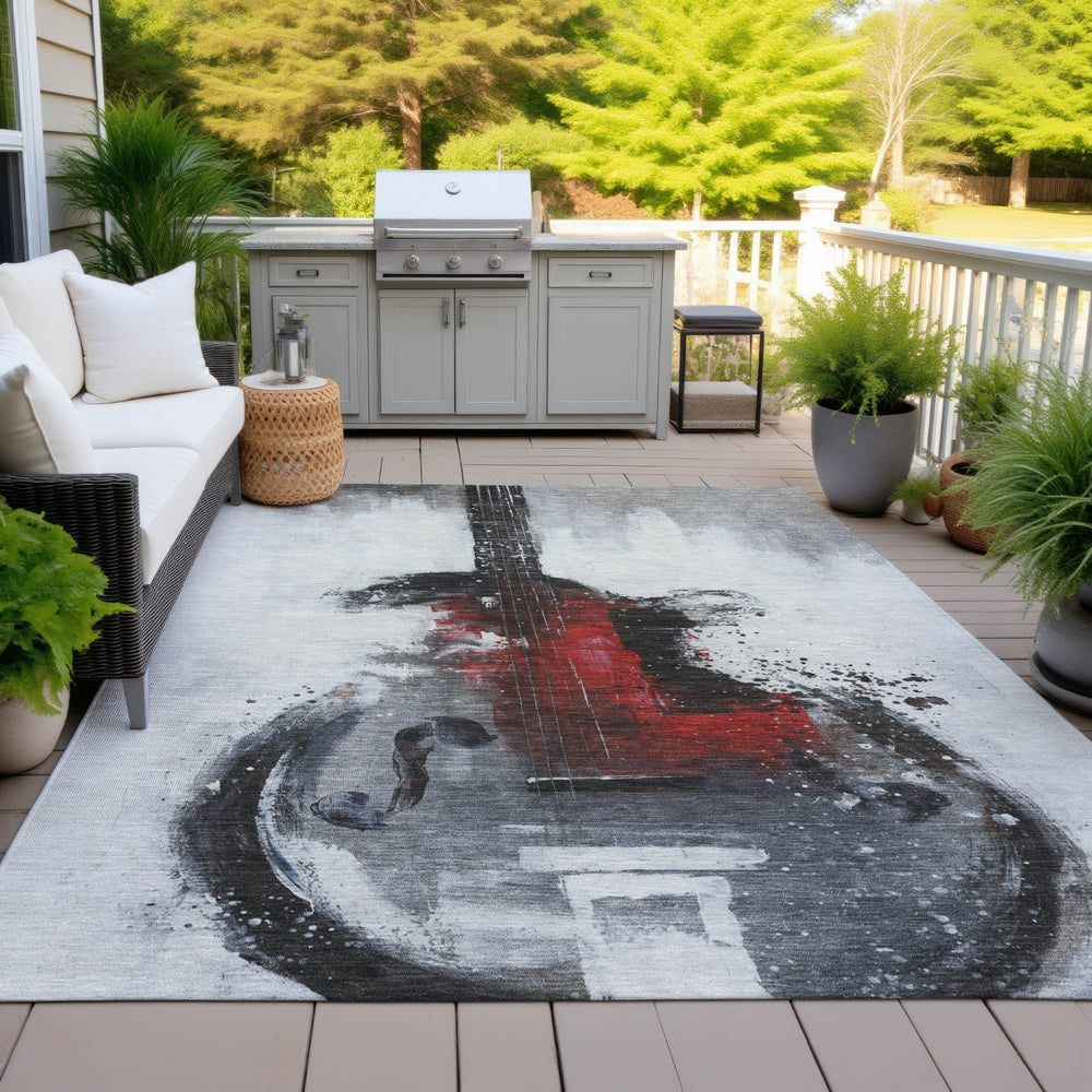 Piper Looms Chantille Music ACN2091 Gray Machine Washable Area Rug Outdoor Lifestyle Image Feature