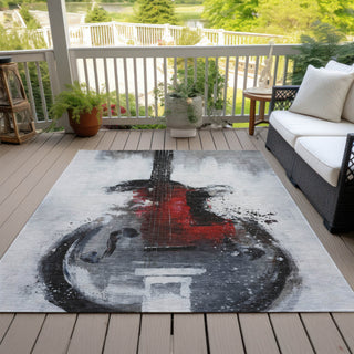 Piper Looms Chantille Music ACN2091 Gray Machine Washable Area Rug Outdoor Lifestyle Image Feature