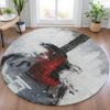 Piper Looms Chantille Music ACN2091 Gray Machine Washable Area Rug Round Lifestyle Image Feature