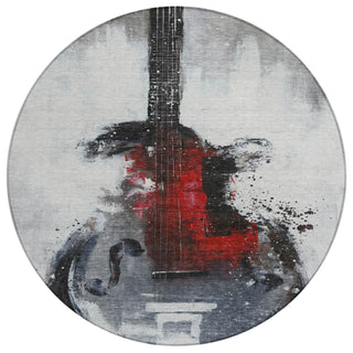 Piper Looms Chantille Music ACN2091 Gray Machine Washable Area Rug Round Main Image