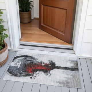 Piper Looms Chantille Music ACN2091 Gray Machine Washable Area Rug Scatter Outdoor Lifestyle Image Feature