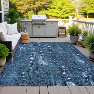 Piper Looms Chantille Abstract ACN2092 Blue Machine Washable Area Rug Outdoor Lifestyle Image Feature