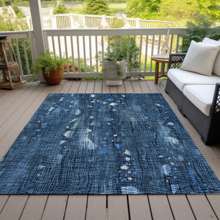 Piper Looms Chantille Abstract ACN2092 Blue Machine Washable Area Rug Outdoor Lifestyle Image Feature