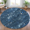 Piper Looms Chantille Abstract ACN2092 Blue Machine Washable Area Rug Round Lifestyle Image Feature