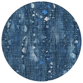Piper Looms Chantille Abstract ACN2092 Blue Machine Washable Area Rug Round Main Image
