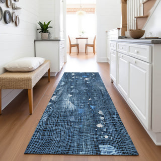 Piper Looms Chantille Abstract ACN2092 Blue Machine Washable Area Rug Runner Lifestyle Image Feature