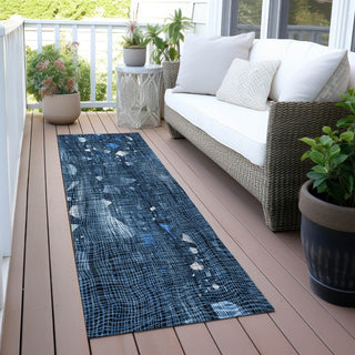 Piper Looms Chantille Abstract ACN2092 Blue Machine Washable Area Rug Runner Outdoor Lifestyle Image Feature