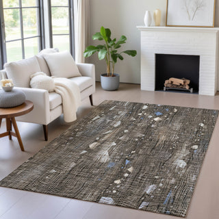 Piper Looms Chantille Abstract ACN2092 Chocolate Machine Washable Area Rug Lifestyle Image Feature