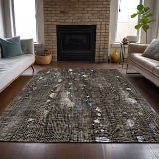 Piper Looms Chantille Abstract ACN2092 Chocolate Machine Washable Area Rug Lifestyle Image Feature
