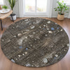 Piper Looms Chantille Abstract ACN2092 Chocolate Machine Washable Area Rug Round Lifestyle Image Feature