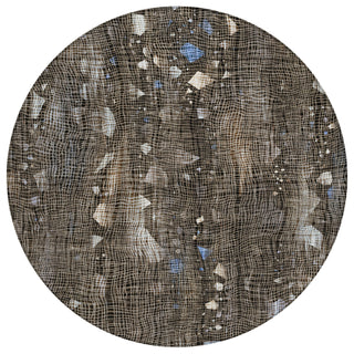 Piper Looms Chantille Abstract ACN2092 Chocolate Machine Washable Area Rug Round Main Image
