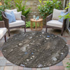 Piper Looms Chantille Abstract ACN2092 Chocolate Machine Washable Area Rug Round Outdoor Lifestyle Image Feature