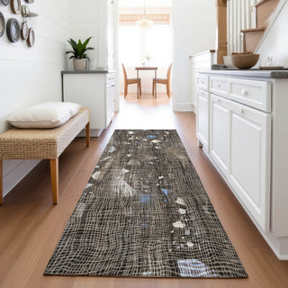 Piper Looms Chantille Abstract ACN2092 Chocolate Machine Washable Area Rug Runner Lifestyle Image Feature