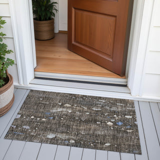 Piper Looms Chantille Abstract ACN2092 Chocolate Machine Washable Area Rug Scatter Outdoor Lifestyle Image Feature