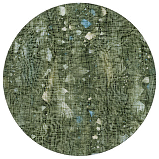 Piper Looms Chantille Abstract ACN2092 Fern Machine Washable Area Rug Round Main Image