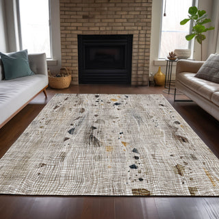 Piper Looms Chantille Abstract ACN2092 Linen Machine Washable Area Rug Lifestyle Image Feature