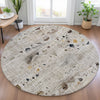 Piper Looms Chantille Abstract ACN2092 Linen Machine Washable Area Rug Round Lifestyle Image Feature