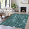 Piper Looms Chantille Abstract ACN2092 Teal Machine Washable Area Rug Lifestyle Image Feature