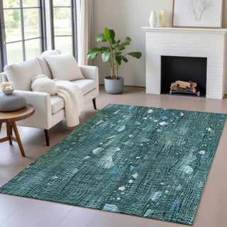 Piper Looms Chantille Abstract ACN2092 Teal Machine Washable Area Rug Lifestyle Image Feature