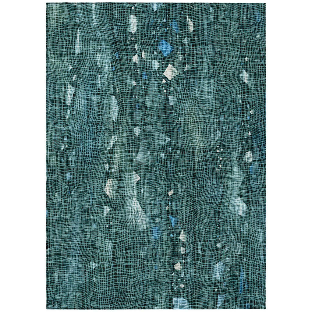 Piper Looms Chantille Abstract ACN2092 Teal Machine Washable Area Rug main image