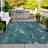 Piper Looms Chantille Abstract ACN2092 Teal Machine Washable Area Rug Outdoor Lifestyle Image Feature