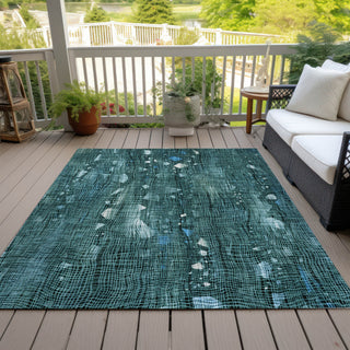 Piper Looms Chantille Abstract ACN2092 Teal Machine Washable Area Rug Outdoor Lifestyle Image Feature