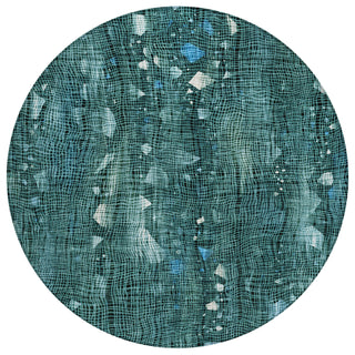 Piper Looms Chantille Abstract ACN2092 Teal Machine Washable Area Rug Round Main Image