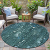 Piper Looms Chantille Abstract ACN2092 Teal Machine Washable Area Rug Round Outdoor Lifestyle Image Feature