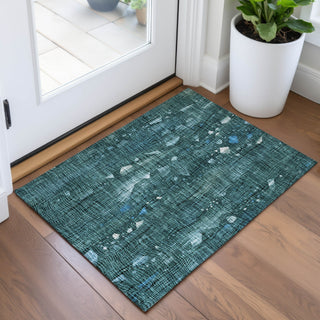 Piper Looms Chantille Abstract ACN2092 Teal Machine Washable Area Rug Scatter Lifestyle Image Feature