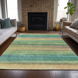 Piper Looms Chantille Stripes ACN2093 Aloe Machine Washable Area Rug Lifestyle Image Feature