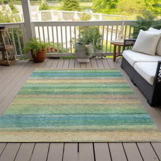 Piper Looms Chantille Stripes ACN2093 Aloe Machine Washable Area Rug Outdoor Lifestyle Image Feature