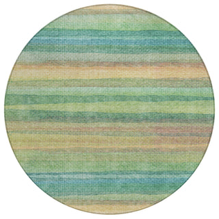 Piper Looms Chantille Stripes ACN2093 Aloe Machine Washable Area Rug Round Main Image