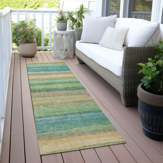 Piper Looms Chantille Stripes ACN2093 Aloe Machine Washable Area Rug Runner Outdoor Lifestyle Image Feature