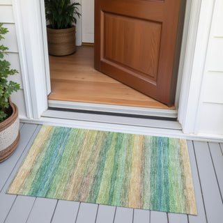 Piper Looms Chantille Stripes ACN2093 Aloe Machine Washable Area Rug Scatter Outdoor Lifestyle Image Feature