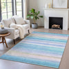 Piper Looms Chantille Stripes ACN2093 Aqua Machine Washable Area Rug Lifestyle Image Feature