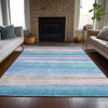 Piper Looms Chantille Stripes ACN2093 Aqua Machine Washable Area Rug Lifestyle Image Feature