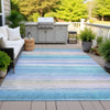 Piper Looms Chantille Stripes ACN2093 Aqua Machine Washable Area Rug Outdoor Lifestyle Image Feature