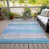Piper Looms Chantille Stripes ACN2093 Aqua Machine Washable Area Rug Outdoor Lifestyle Image Feature
