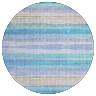 Piper Looms Chantille Stripes ACN2093 Aqua Machine Washable Area Rug Round Main Image