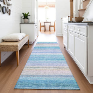 Piper Looms Chantille Stripes ACN2093 Aqua Machine Washable Area Rug Runner Lifestyle Image Feature