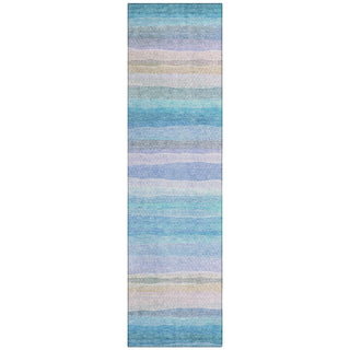 Piper Looms Chantille Stripes ACN2093 Aqua Machine Washable Area Rug Runner Main Image