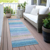 Piper Looms Chantille Stripes ACN2093 Aqua Machine Washable Area Rug Runner Outdoor Lifestyle Image Feature