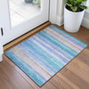 Piper Looms Chantille Stripes ACN2093 Aqua Machine Washable Area Rug Scatter Lifestyle Image Feature